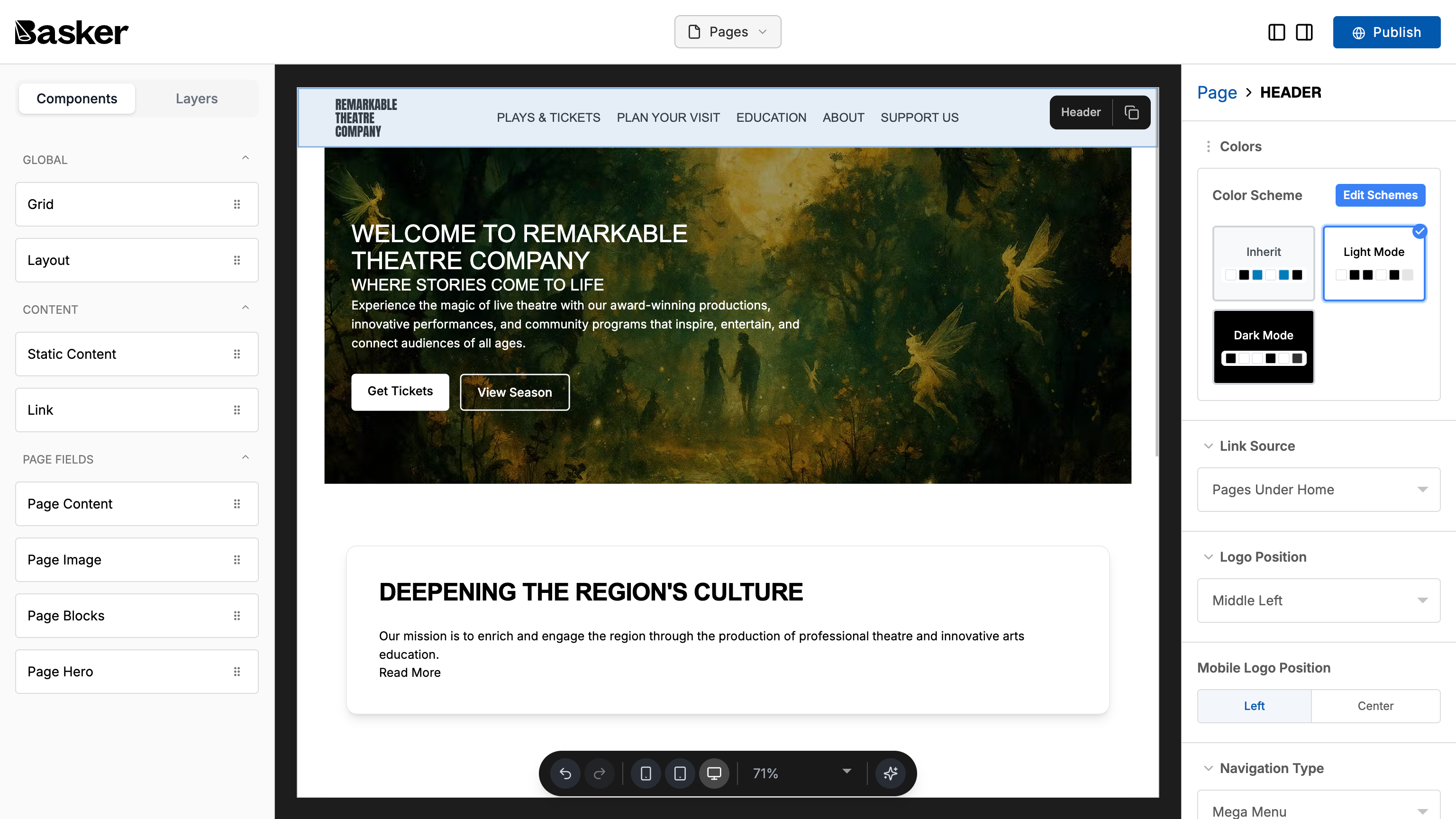 Basker Theme Engine Design Interface